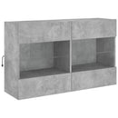 væghængt tv-bord med LED-lys 98,5x30x60,5 cm betongrå