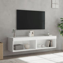 tv-borde med LED-lys 2 stk. 60x30x30 cm hvid