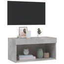 tv-bord med LED-lys 60x30x30 cm betongrå