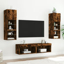 tv-bord 60x30x30 cm med LED-lys røget egetræsfarve