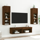 tv-bord 60x30x30 cm med LED-lys brun egetræsfarve