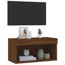 tv-bord 60x30x30 cm med LED-lys brun egetræsfarve