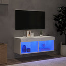 tv-bord med LED-lys 80x30x30 cm hvid