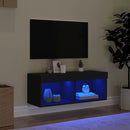 tv-bord med LED-lys 80x30x30 cm sort