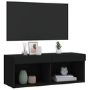 tv-bord med LED-lys 80x30x30 cm sort