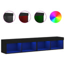 tv-borde 2 stk. med LED-lys 80x30x30 cm sort