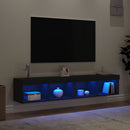 tv-borde 2 stk. med LED-lys 80x30x30 cm sort