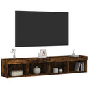 tv-borde med LED-lys 2 stk. 80x30x30 cm røget egetræsfarve