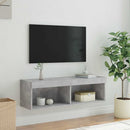 tv-bord med LED-lys 100x30x30 cm betongrå