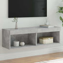 tv-bord med LED-lys 100x30x30 cm betongrå