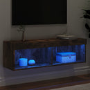 tv-bord med LED-lys 100x30x30 cm røget egetræsfarve
