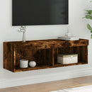 tv-bord med LED-lys 100x30x30 cm røget egetræsfarve