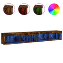 tv-borde 2 stk. med LED-lys 100x30x30 cm røget egetræsfarve