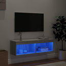 tv-bord med LED-lys 100x30x30 cm grå sonoma-eg