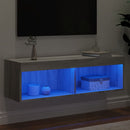 tv-bord med LED-lys 100x30x30 cm grå sonoma-eg