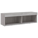 tv-bord med LED-lys 100x30x30 cm grå sonoma-eg