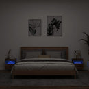 væghængte tv-borde 2 stk. med LED-lys 40x30x40 cm røget eg