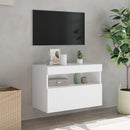 væghængt tv-bord med LED-lys 60x30x40 cm hvid