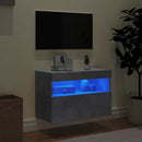 væghængt tv-bord med LED-lys 60x30x40 cm betongrå