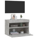 væghængt tv-bord med LED-lys 60x30x40 cm betongrå