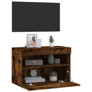 væghængt tv-bord med LED-lys 60x30x40 cm røget egetræsfarve