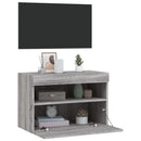 væghængt tv-bord m. LED-lys 60x30x40 cm grå sonoma-eg