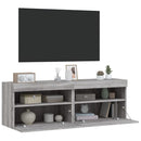 væghængte tv-borde 2 stk. med LED-lys 60x30x40 cm grå sonoma-eg