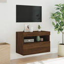 væghængt tv-bord med LED-lys 60x30x40 cm brun egetræsfarve