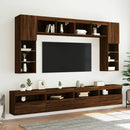 væghængt tv-bord med LED-lys 60x30x40 cm brun egetræsfarve