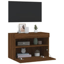 væghængt tv-bord med LED-lys 60x30x40 cm brun egetræsfarve