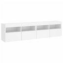 væghængte tv-borde 2 stk. med LED-lys 80x30x40 cm hvid