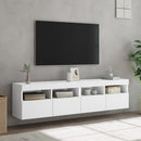 væghængte tv-borde 2 stk. med LED-lys 80x30x40 cm hvid