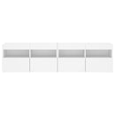 væghængte tv-borde 2 stk. med LED-lys 80x30x40 cm hvid