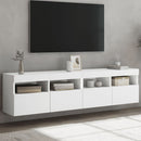 væghængte tv-borde 2 stk. med LED-lys 80x30x40 cm hvid