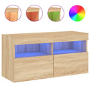 væghængt tv-bord med LED-lys 80x30x40 cm sonoma-eg