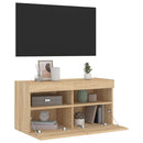 væghængt tv-bord med LED-lys 80x30x40 cm sonoma-eg