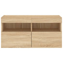 væghængt tv-bord med LED-lys 80x30x40 cm sonoma-eg