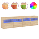 væghængte tv-borde 2 stk. med LED-lys 80x30x40 cm sonoma-eg