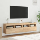 væghængte tv-borde 2 stk. med LED-lys 80x30x40 cm sonoma-eg