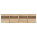 væghængte tv-borde 2 stk. med LED-lys 80x30x40 cm sonoma-eg