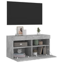 væghængt tv-bord med LED-lys 80x30x40 cm betongrå