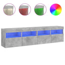 væghængte tv-borde 2 stk. med LED-lys 80x30x40 cm betongrå