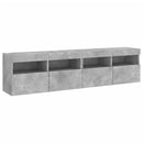 væghængte tv-borde 2 stk. med LED-lys 80x30x40 cm betongrå