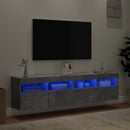 væghængte tv-borde 2 stk. med LED-lys 80x30x40 cm betongrå