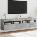 væghængte tv-borde 2 stk. med LED-lys 80x30x40 cm betongrå