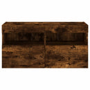 væghængt tv-bord med LED-lys 80x30x40 cm røget egetræsfarve