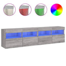 væghængte tv-borde 2 stk. med LED-lys 80x30x40 cm grå sonoma-eg