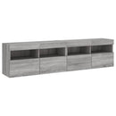 væghængte tv-borde 2 stk. med LED-lys 80x30x40 cm grå sonoma-eg