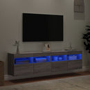 væghængte tv-borde 2 stk. med LED-lys 80x30x40 cm grå sonoma-eg