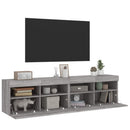 væghængte tv-borde 2 stk. med LED-lys 80x30x40 cm grå sonoma-eg